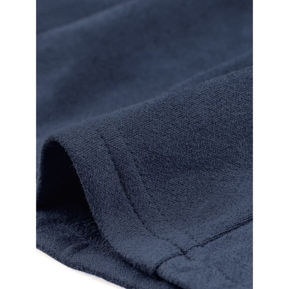 Casual Open Front Drawstring Faux Suede Blazer Dark Blue - Picture 5 of 5